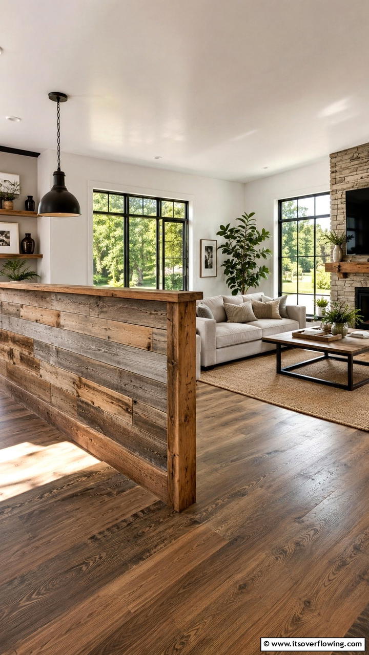 Eco Friendly Reclaimed Wood - 30 Half Wall Ideas- Modern Room Dividers & Design Tricks