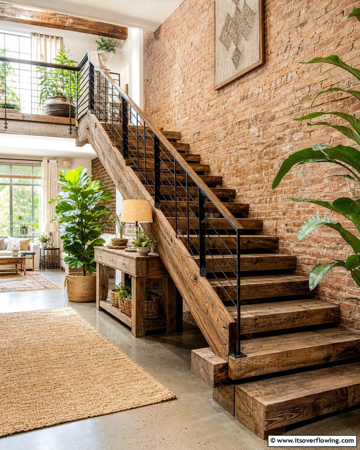 Eco Friendly Reclaimed Wood - 30 Wooden Staircase Ideas for Modern and Rustic Homes