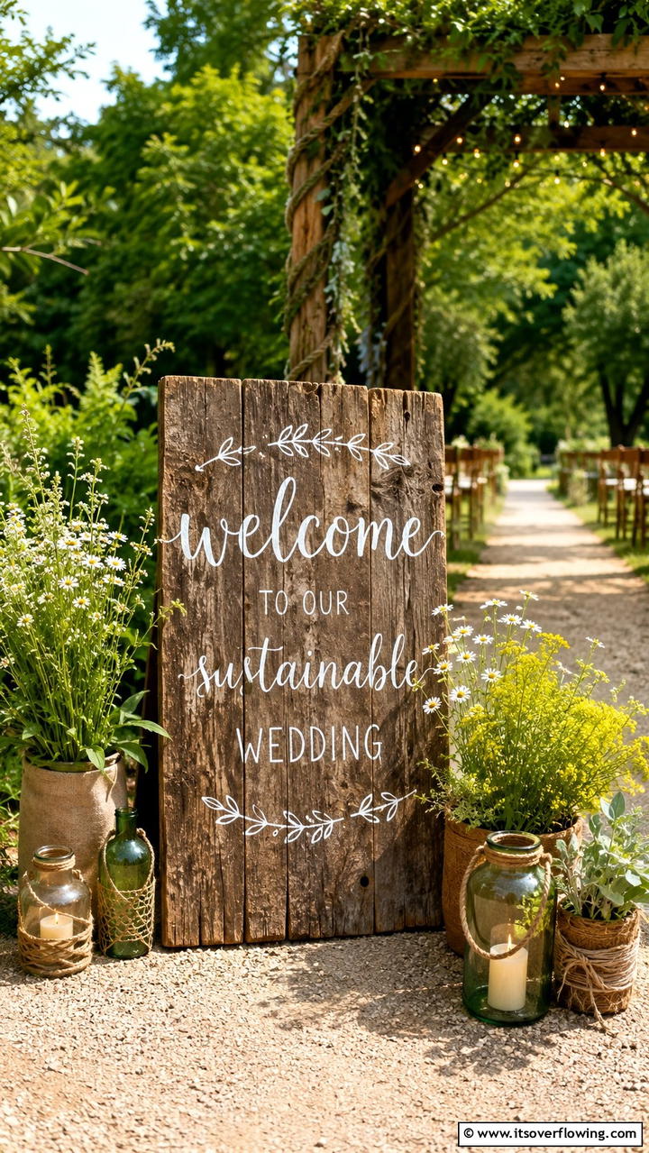 Eco Friendly Reclaimed Wood - 21 Wedding Welcome Sign Ideas to Greet Guests in Style
