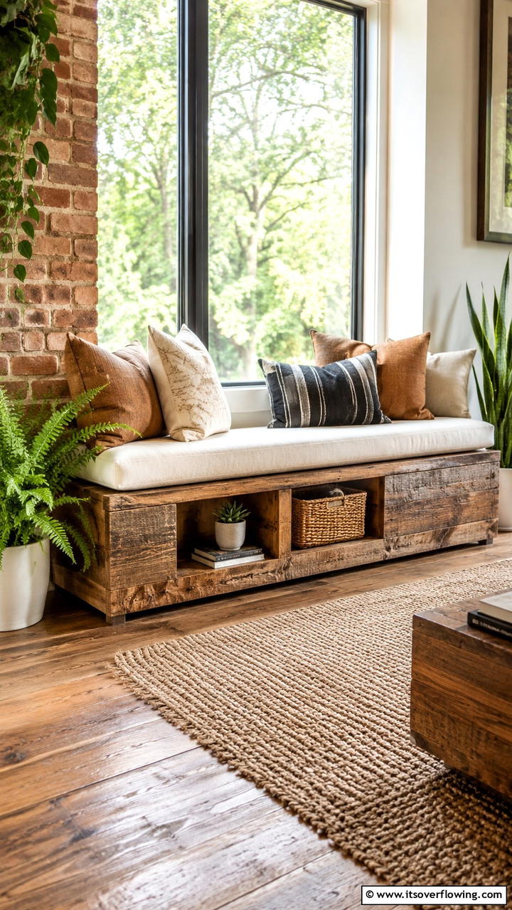 Eco Friendly Reclaimed Wood Bench - 21 Cozy Window Seat Ideas for Reading Nooks and Storage