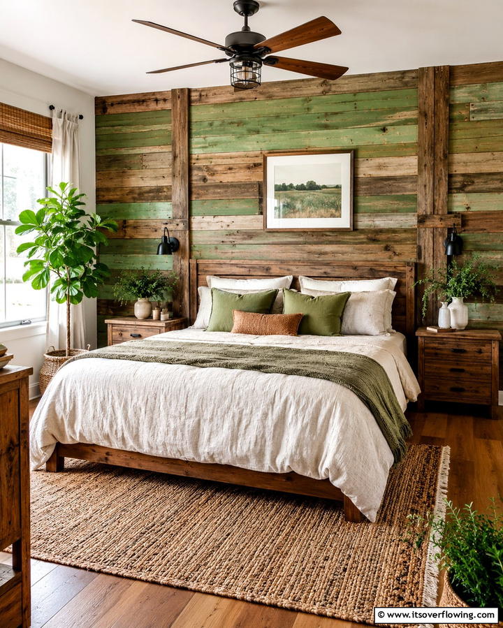 Eco Friendly Reclaimed Wood Panels - 30 Green Panelling Ideas for a Serene Bedroom