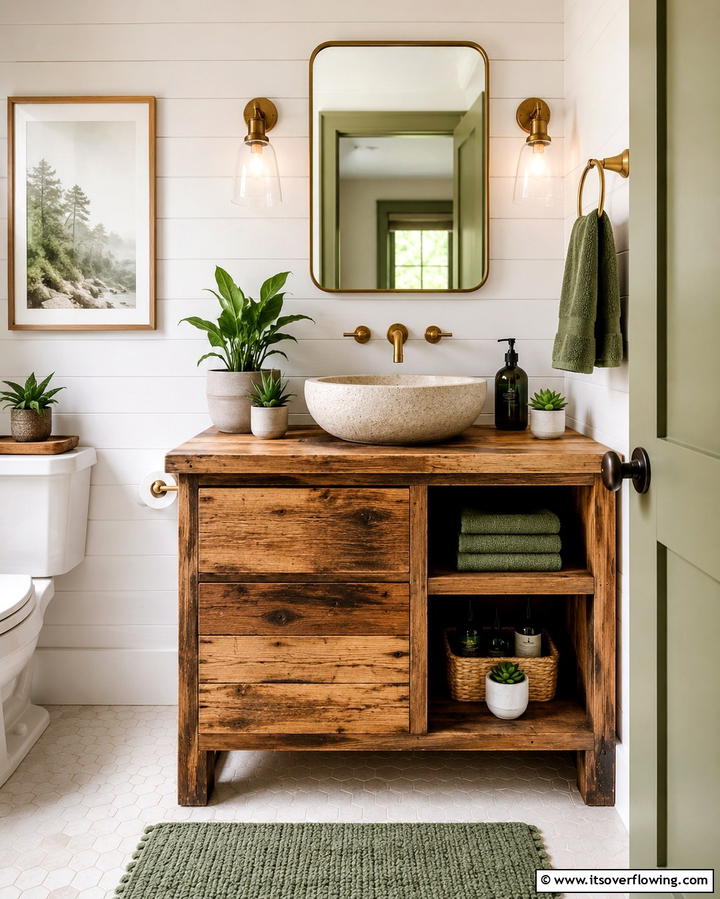 Eco Friendly Reclaimed Wood Vanity - 30 Small Bathroom Vanity Ideas for Space-Saving Style