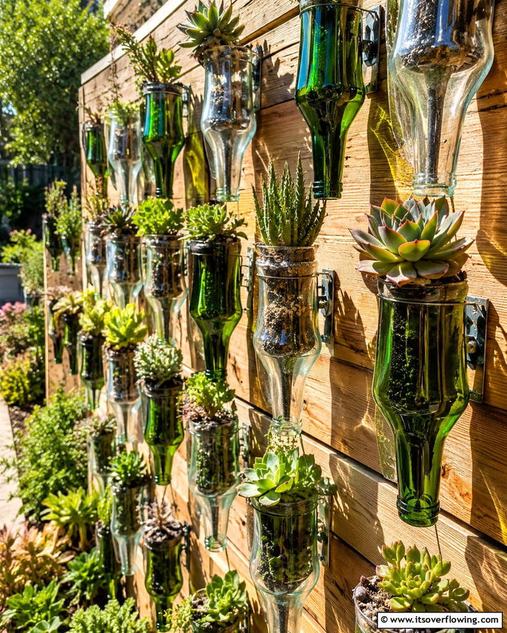 Eco Friendly Recycled Bottle Garden - 30 Outdoor Succulent Container Ideas for Easy Gardening
