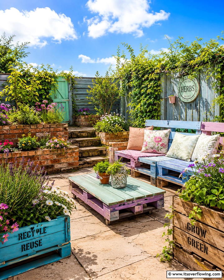 Eco Friendly Recycled Garden - 30 Patio Garden Ideas for Lush Small-Space Greenery
