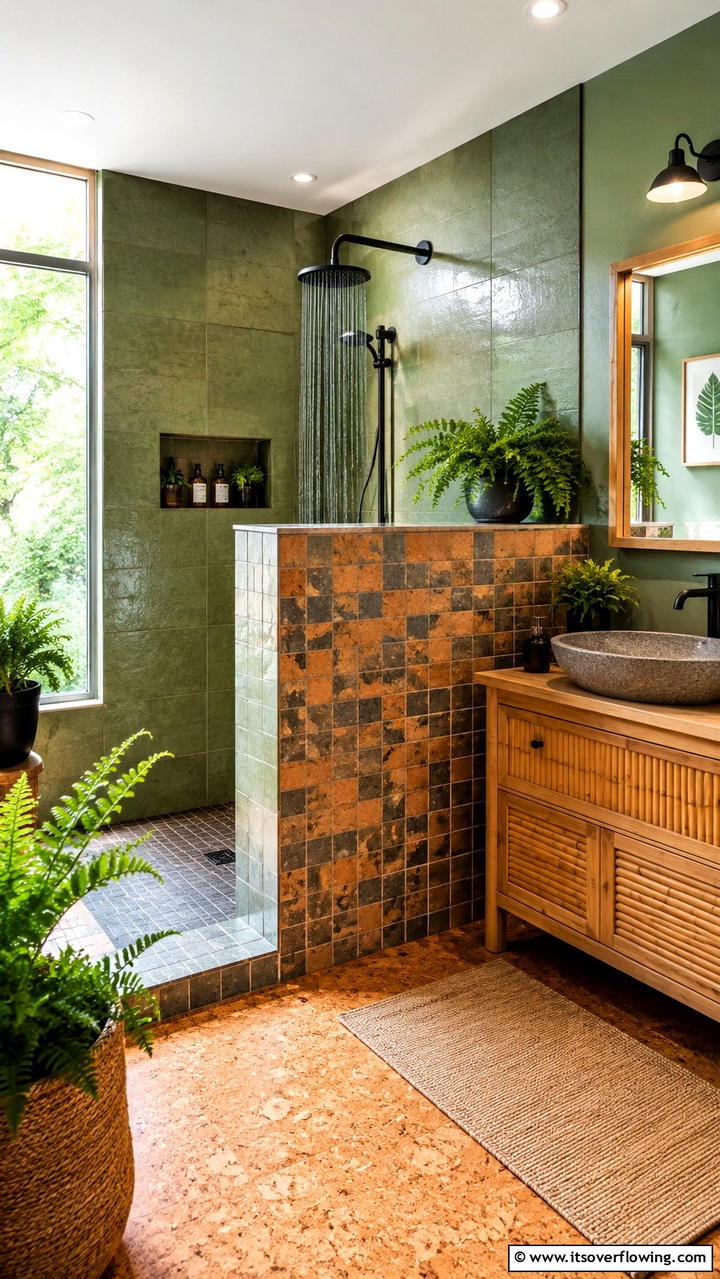 Eco Friendly Recycled Materials - 30 Half-Wall Shower Ideas- Sleek Bathroom Design Solutions