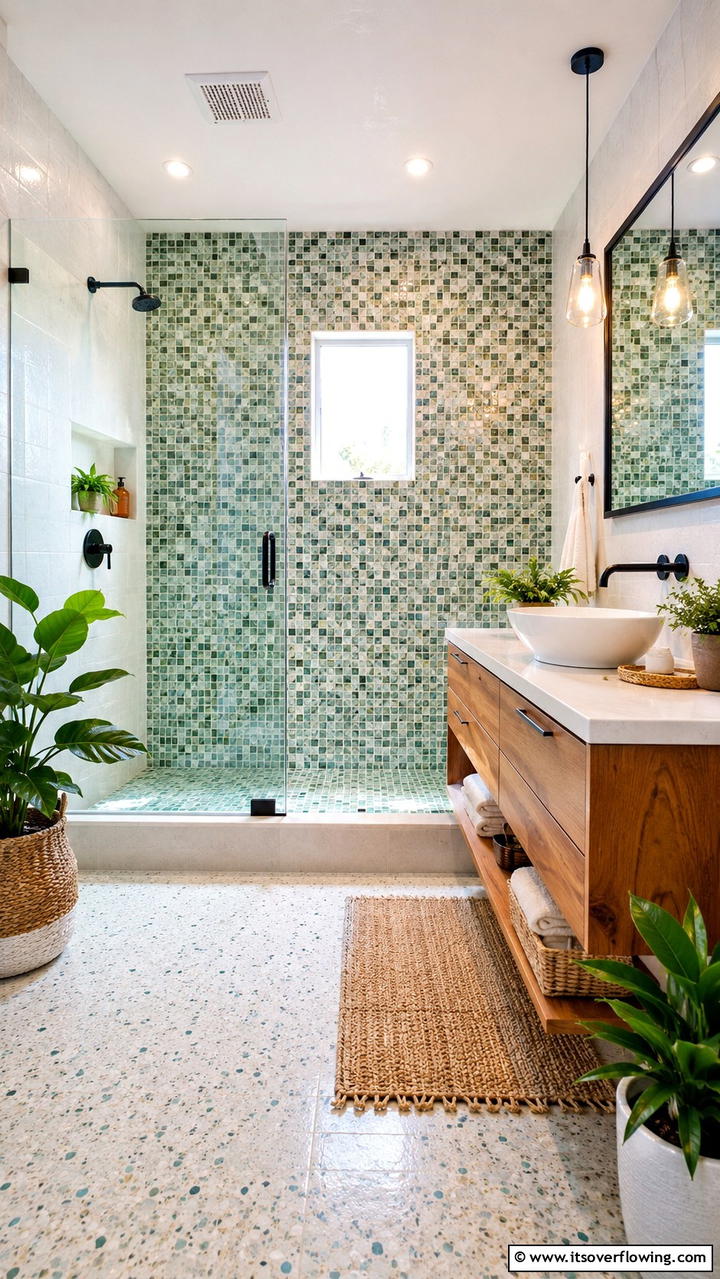 Eco Friendly Recycled Tiles - 30 Bathroom Tile Ideas to Refresh Your Space with Style