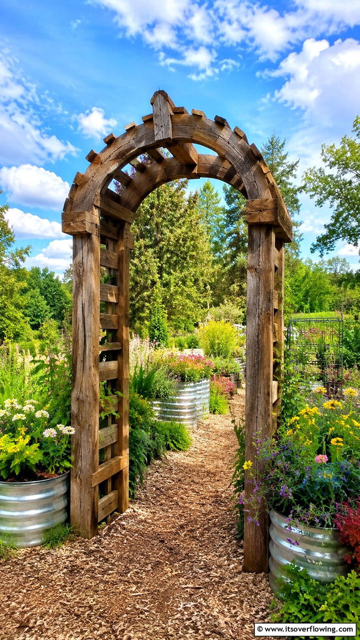 Eco Friendly Recycled Wood Arch - 30 Garden Arch Ideas for Enchanting Outdoor Spaces