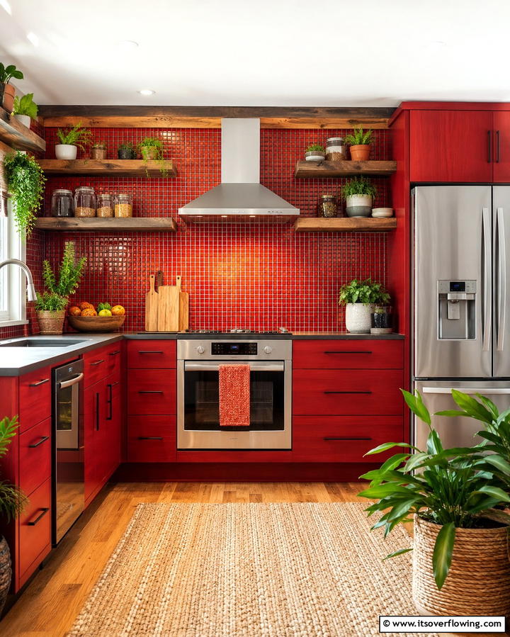 Eco Friendly Red Kitchen Design - 30 Bold Red Kitchen Ideas for a Vibrant Cooking Space
