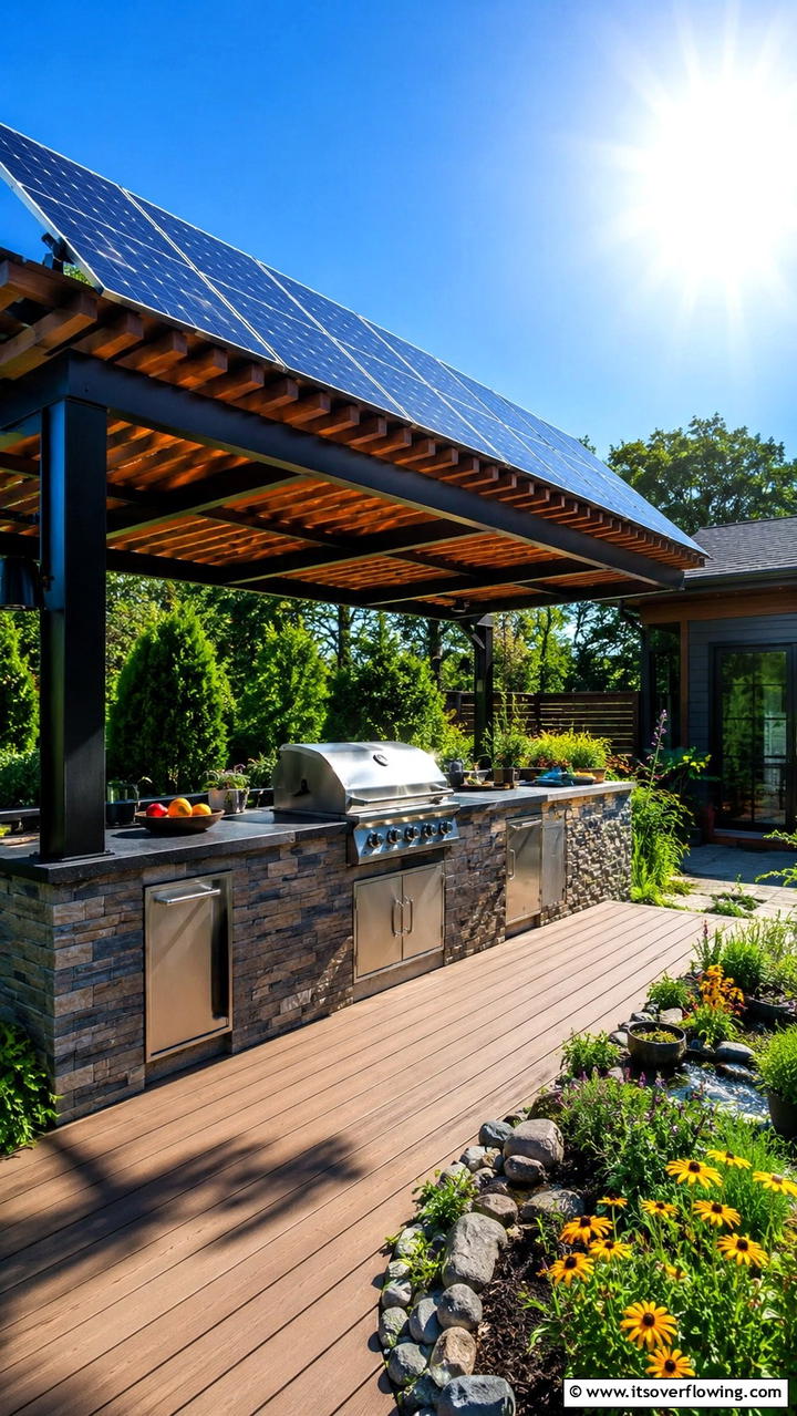 Eco Friendly Solar Powered Grill - 30 BBQ Island Ideas for Ultimate Outdoor Entertaining