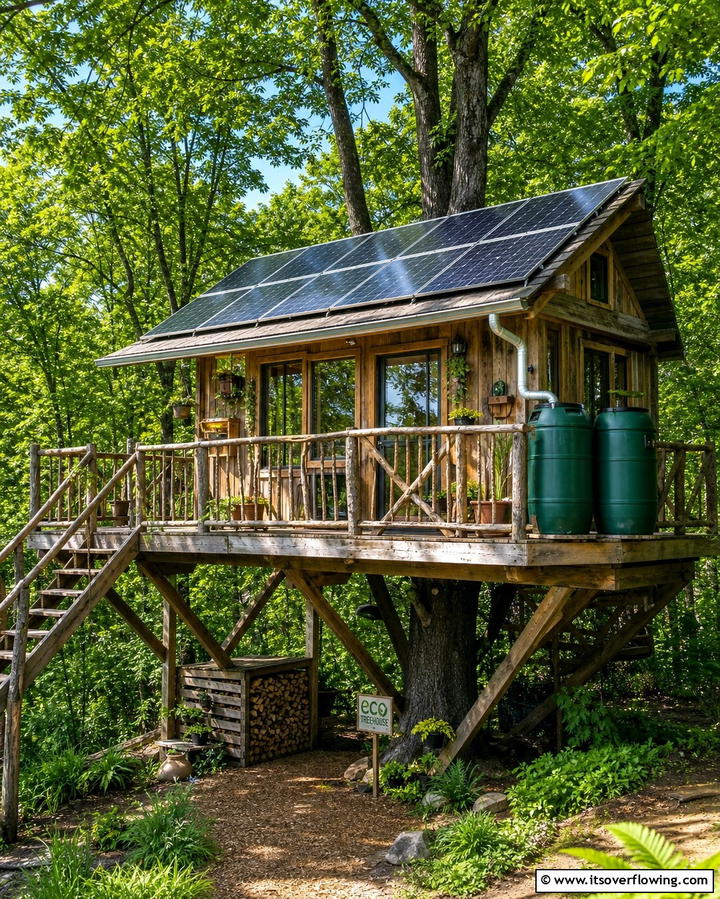 Eco Friendly Solar Tree House - 25 Tree House Ideas for Magical Outdoor Adventures