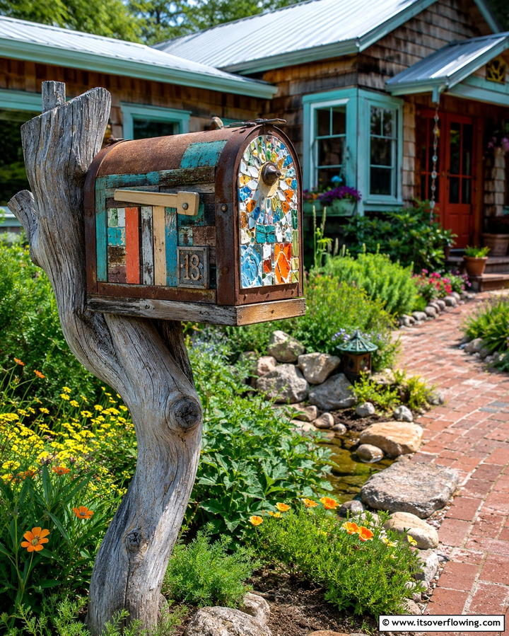 Eco Friendly Upcycled Mailbox - 30 Mailbox Decor Ideas- Curb Appeal with Personality