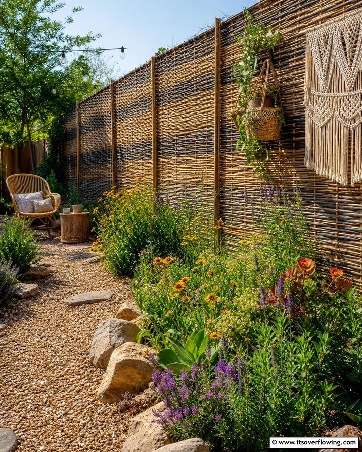 Eco Friendly Woven Fencing - 30 Cheap Privacy Fence Ideas- Affordable Outdoor Seclusion