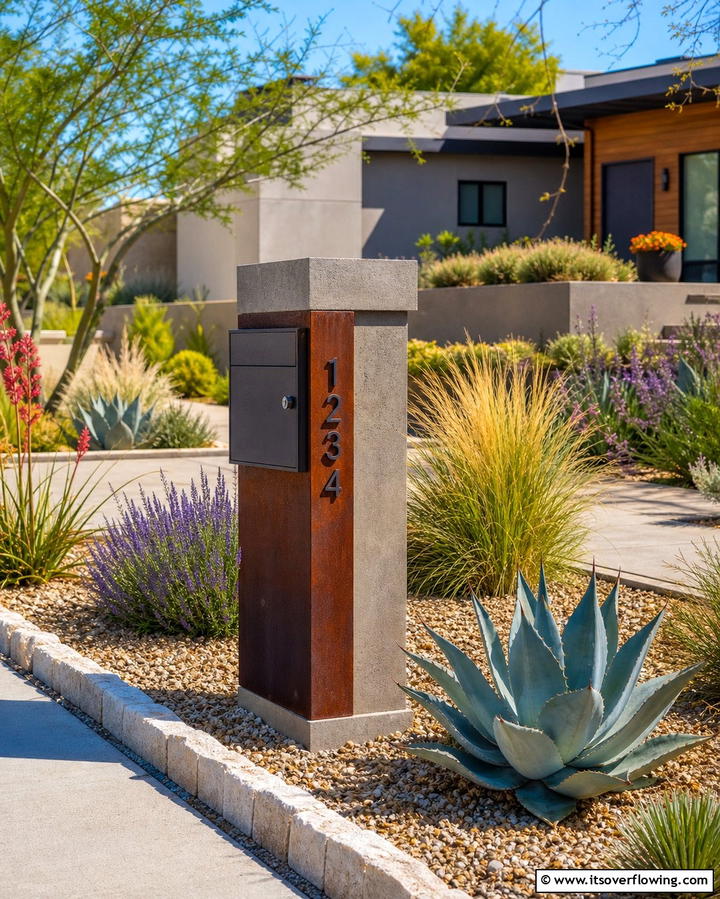 Eco Friendly Xeriscape - 30 Creative Mailbox Landscaping Ideas for Curb Appeal