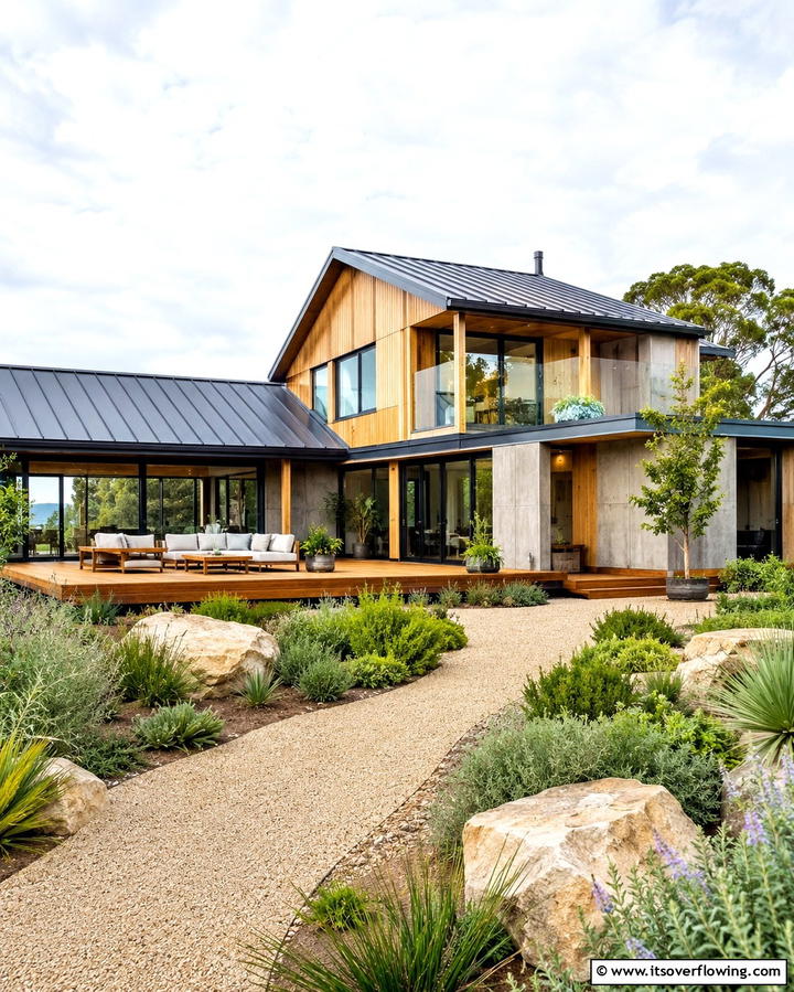 Eco Modern Family Home - 30 Houses with Black Roofs- Modern Exterior Design Inspiration