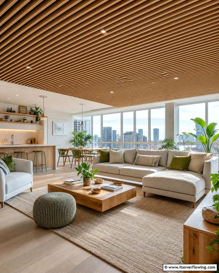 Eco Modern Wood Slat Ceiling - 30 Wood Slat Ceiling Ideas for Textured Modern Interiors