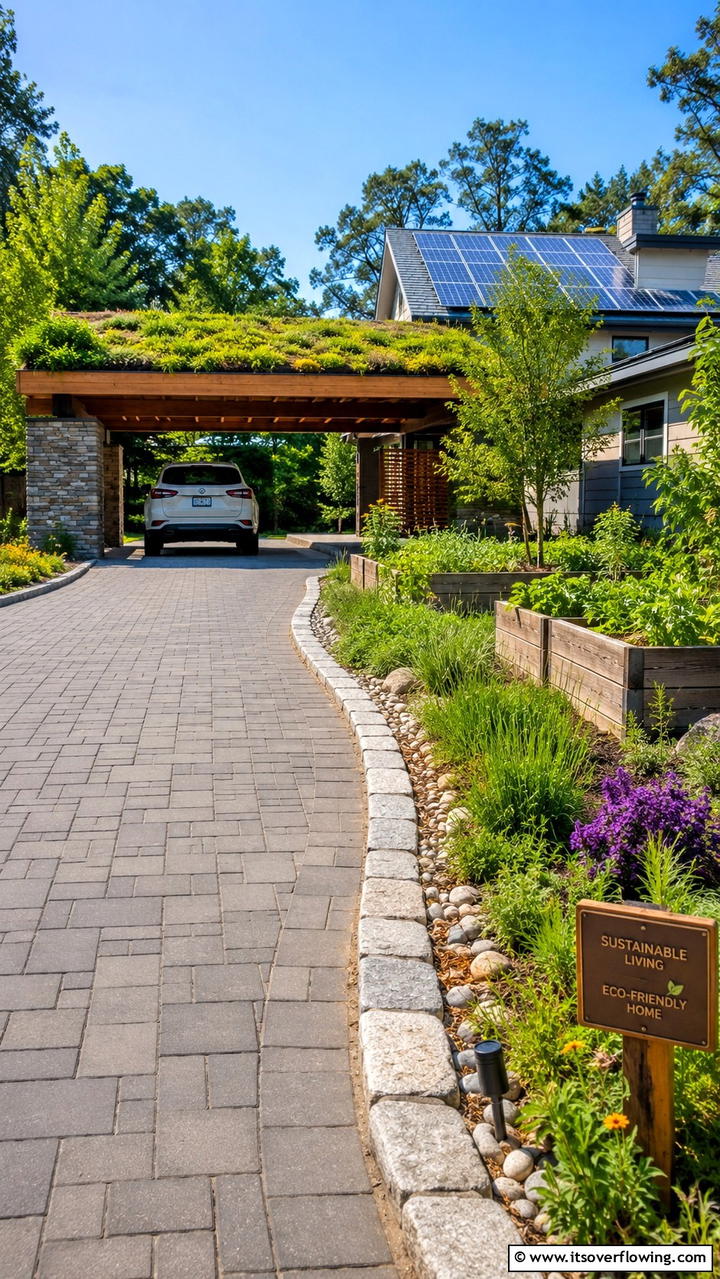 Eco Sustainable Materials - 30 Driveway Landscape Ideas to Boost Curb Appeal
