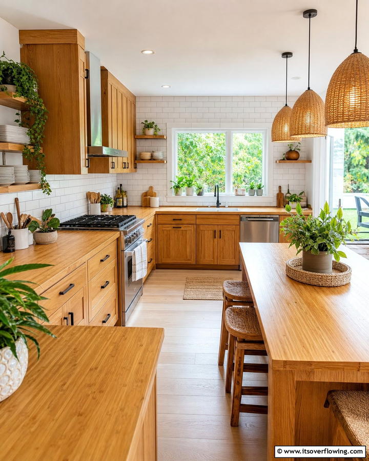 Eco friendly Bamboo Blend - 30 Countertop Colors That Harmonize With Oak Cabinets