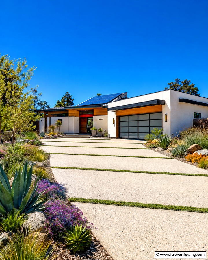 Eco friendly Concrete Driveway - 30 Durable Concrete Driveway Designs to Enhance Curb Appeal