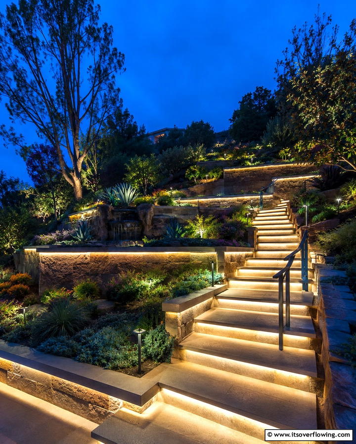 Edge Lighting for Nighttime Safety - 30 Hillside Landscaping Ideas for Sloped Yards