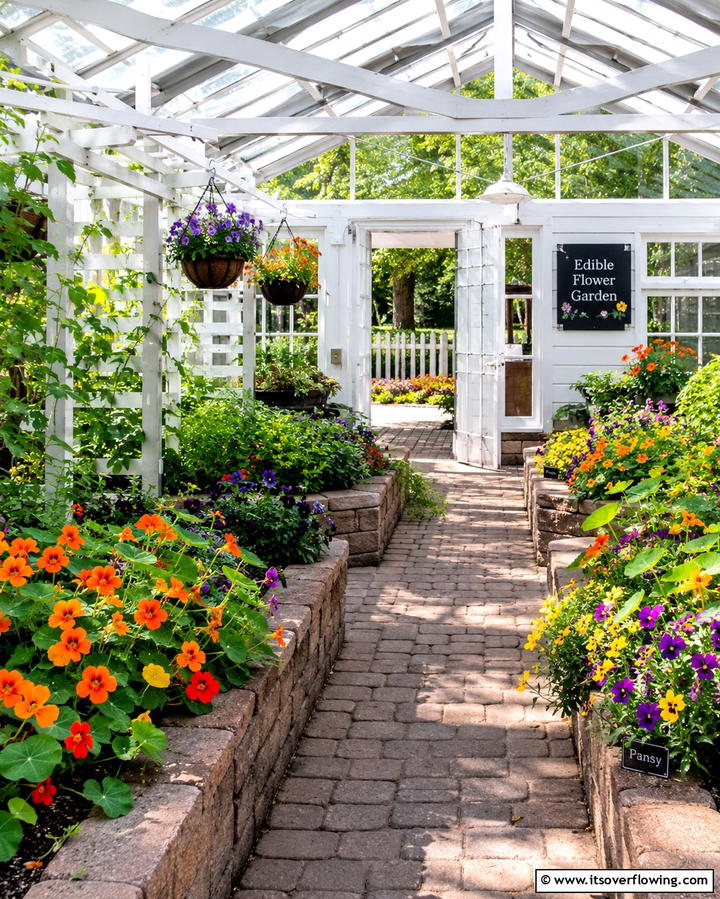 Edible Flower Garden - 25 Greenhouse Room Ideas for a Plant Lover’s Paradise