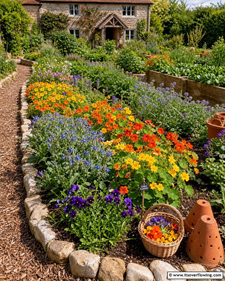Edible Flower Garden - 21 Cottage Garden Ideas Full of Whimsical Blooms