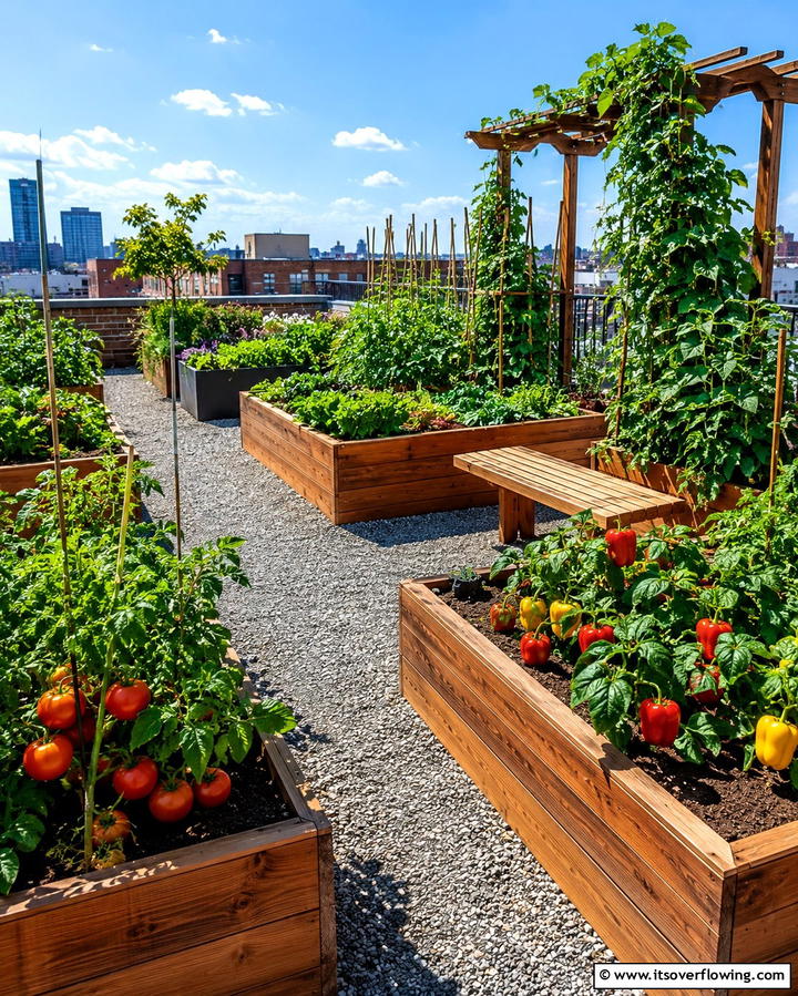 Edible Garden with Raised Beds - 25 Rooftop Garden Ideas for Urban Green Spaces