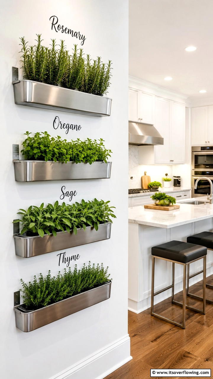 Edible Herb Wall - 30 Indoor Plant Wall Ideas to Transform Blank Spaces