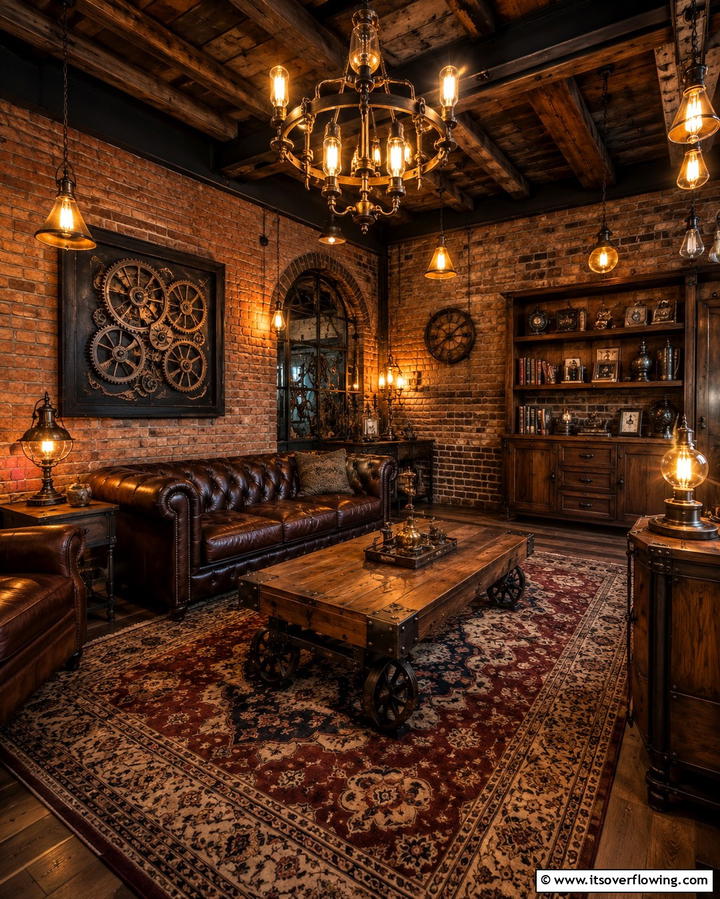 Edison Bulbs for Warm Lighting - 20 Steampunk Living Room Ideas for Unique Decor