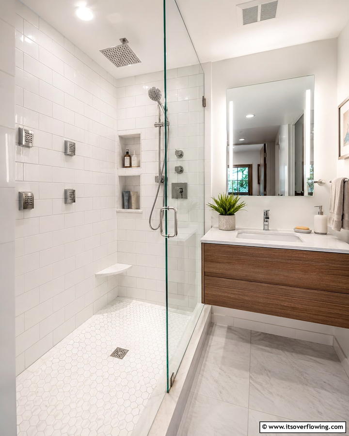 Efficient Shower Systems - 30 Small Master Bathroom Ideas for Efficient Luxury