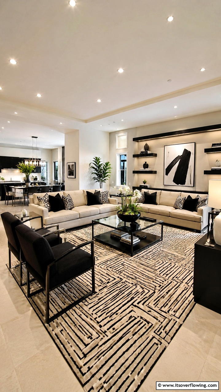Effortless Modern Sophistication - 30 Black & Beige Living Room Ideas for Modern Contrast
