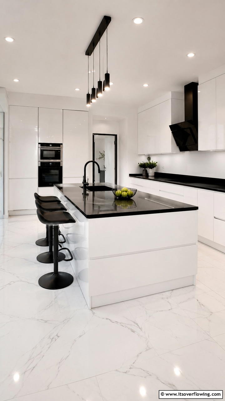 Effortless Modernity - 21 White Kitchen with Black Countertops Design Ideas