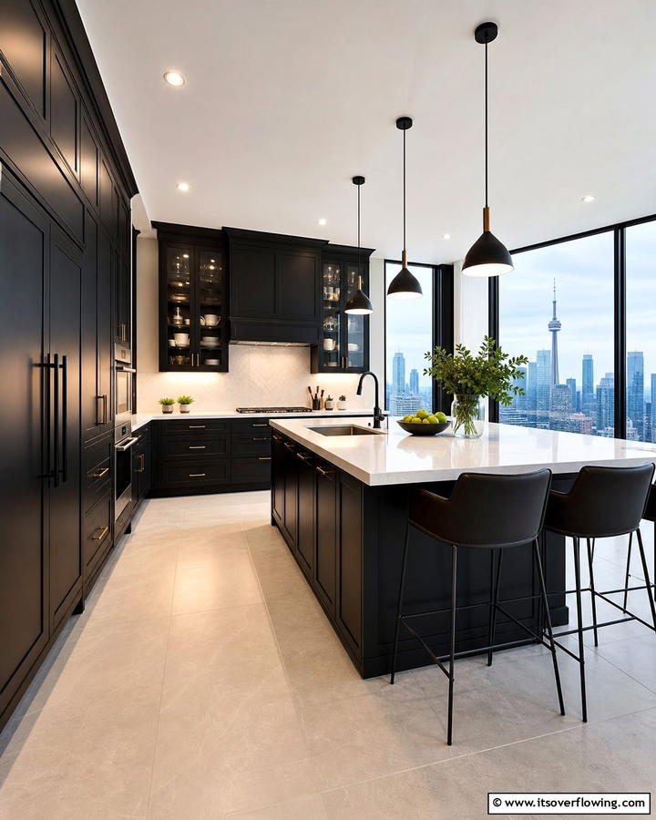 Effortless Urban Chic - 21 Kitchens With Black Cabinets- Bold & Timeless Designs