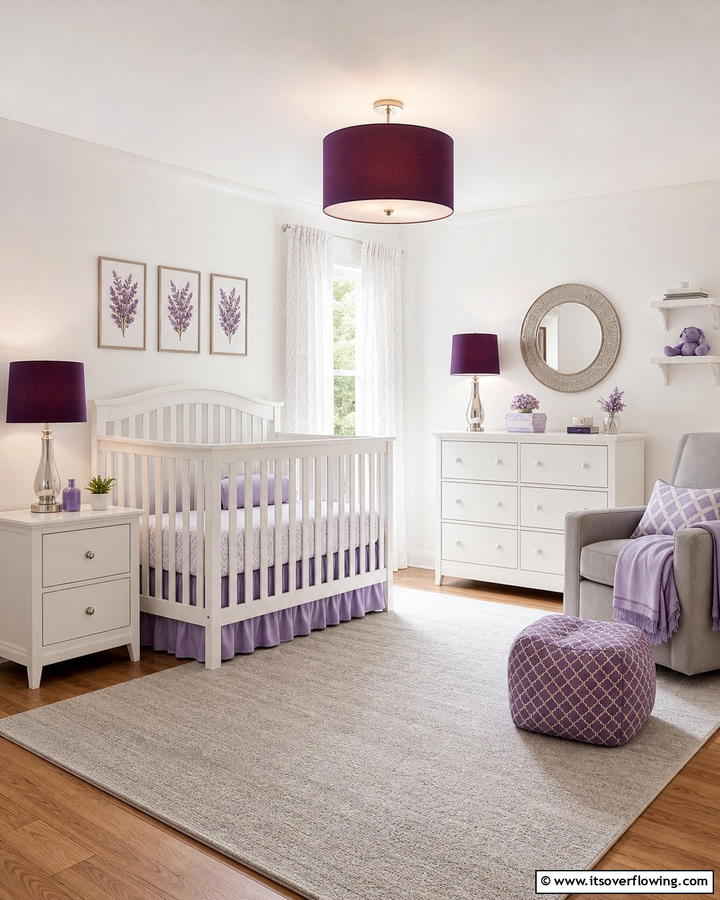Eggplant Lampshades for Subtle Lighting - 20 Purple Nursery Ideas for a Dreamy Baby Room
