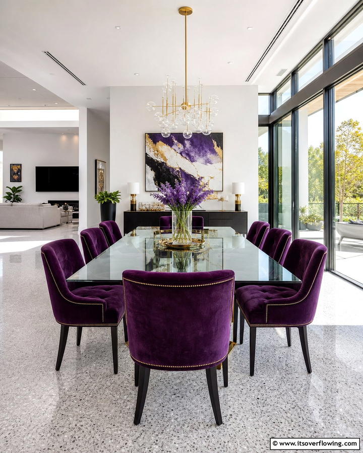 Eggplant Velvet Chairs - 25 Purple Dining Room Ideas for a Luxurious Ambiance