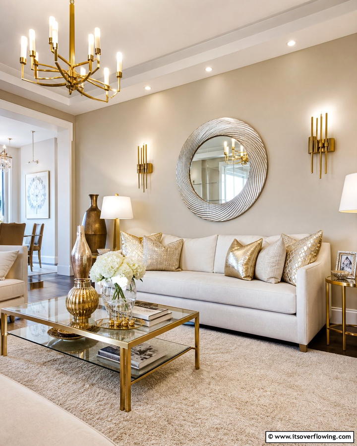 Egyptian Cotton with Metallic Accents - 25 Dulux Egyptian Cotton Living Room Ideas for Elegance