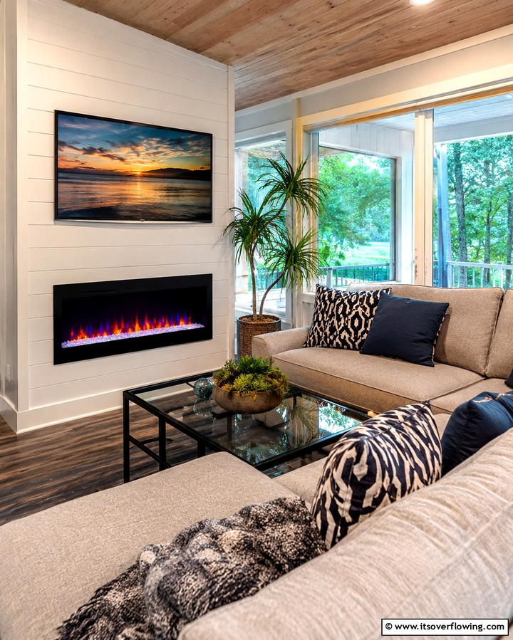 Electric Fireplace Insert - 25 Sunroom With Fireplace Ideas for Cozy Gatherings