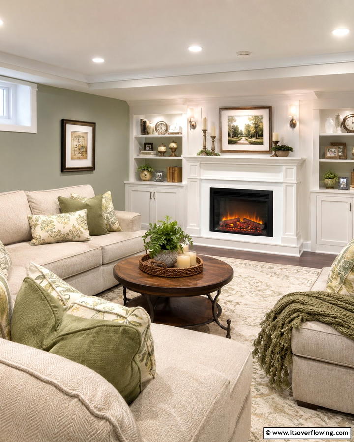 Electric Fireplace with Mantel - 25 Cozy Basement Fireplace Ideas for Warm Gatherings
