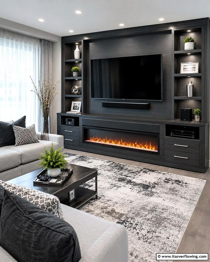 Electric Fireplaces with Media Consoles - 25 Electric Fireplace Ideas for Cozy and Modern Homes