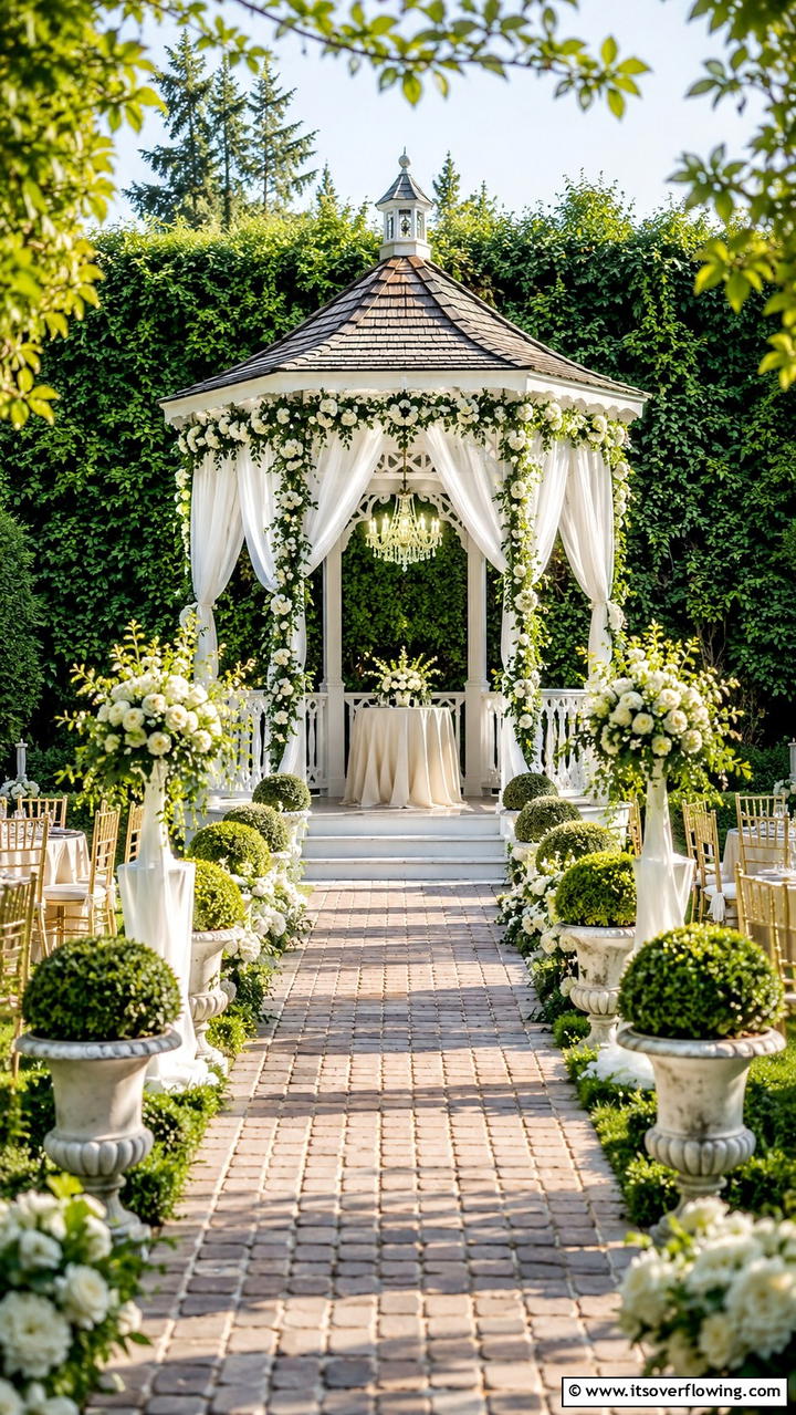 Elegant Arbor Garden Ceremony - 30 Garden Wedding Ideas- Enchanting Outdoor Celebration Themes