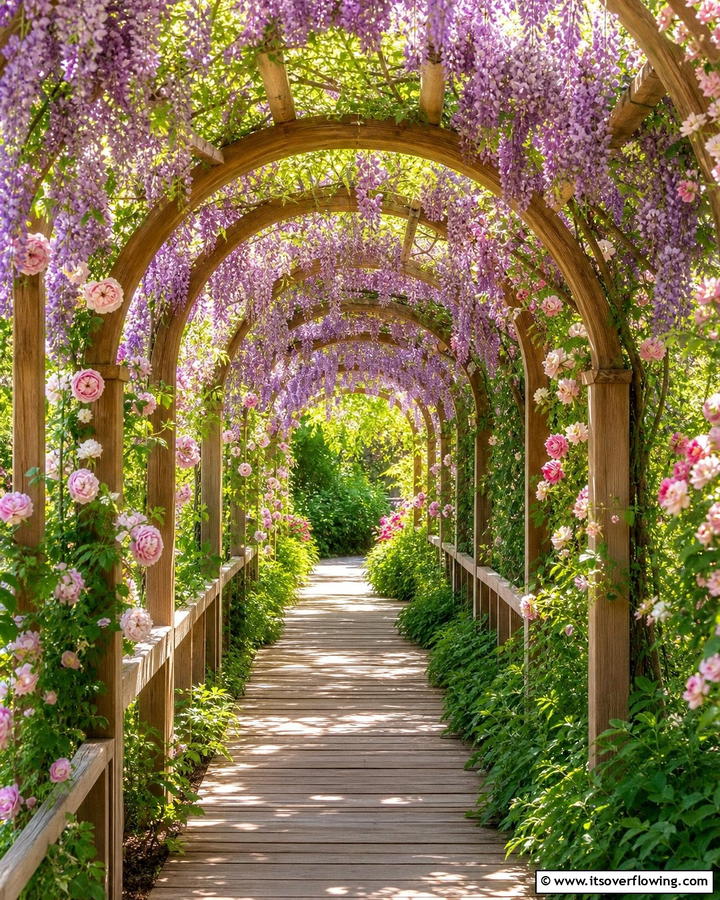 Elegant Arbor Walkway - 30 Wooden Walkway Ideas for Gardens and Outdoor Paths
