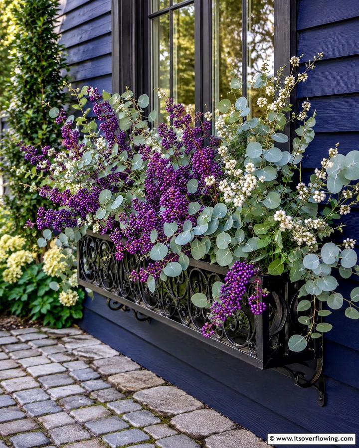 Elegant Berry Display - 30 Fall Window Box Ideas for Autumn-Inspired Floral Displays
