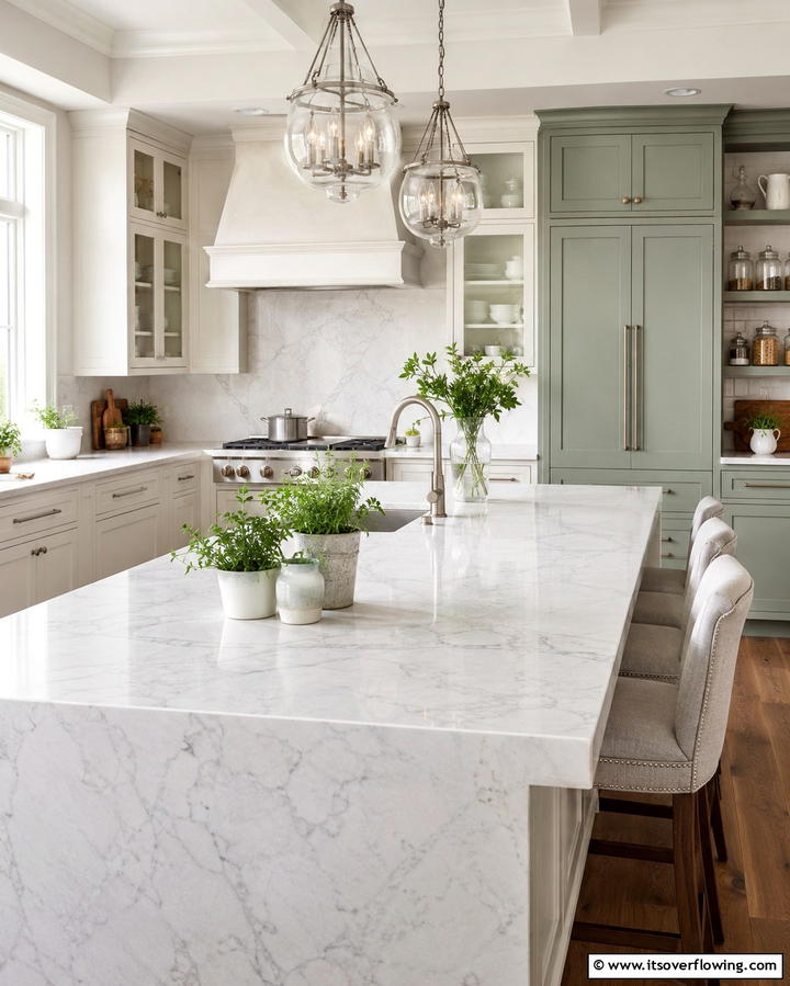 Elegant Bianco Venato Marble - 25 Marble Kitchen Countertops for Elegant Homes