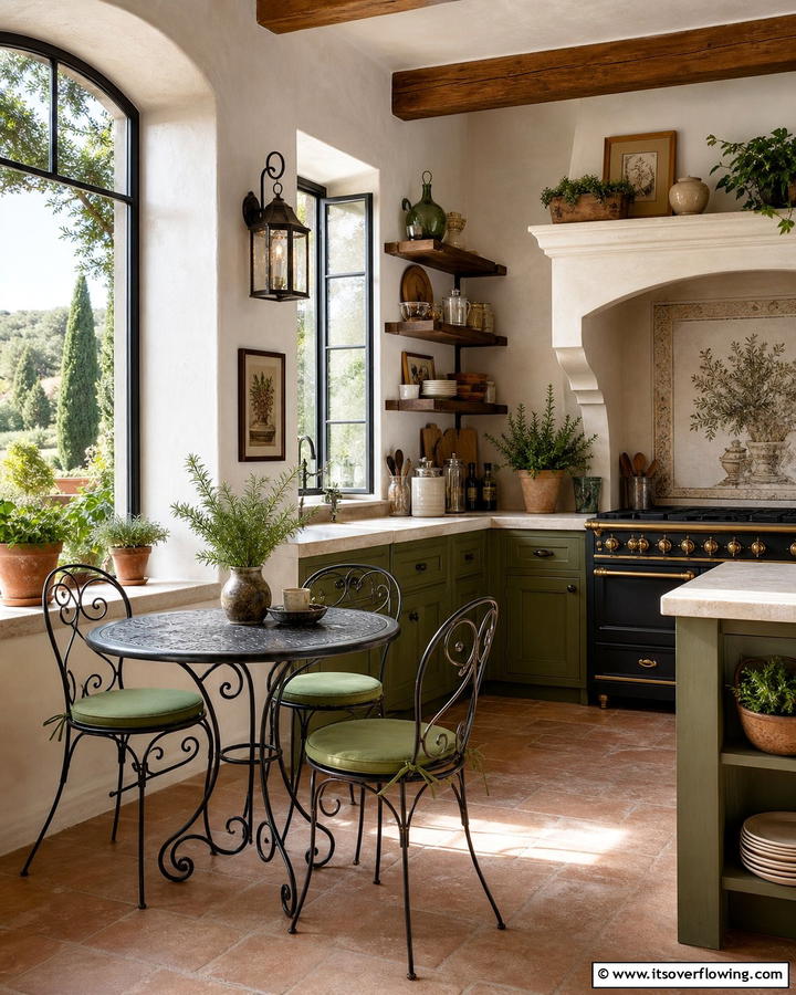 Elegant Bistro Seating - 30 Tuscan Kitchen Ideas for Warm Rustic Mediterranean Vibes