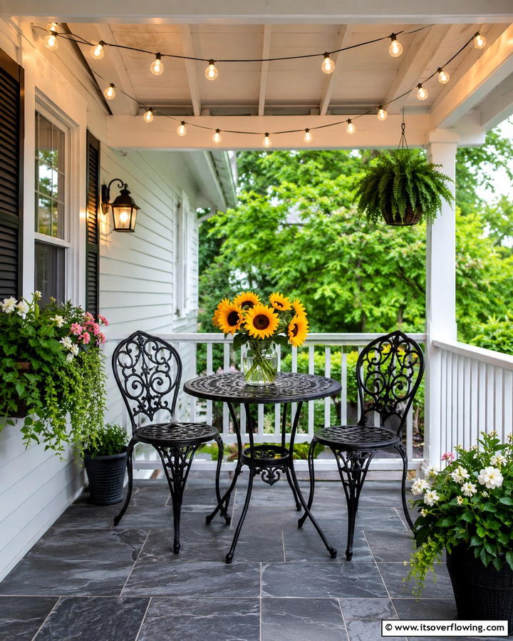Elegant Bistro Setting - 25 Side Porch Ideas to Enhance Your Outdoor Living Space
