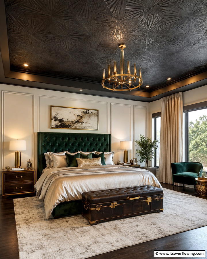 Elegant Black Textured Ceiling - 30 Modern Black Ceiling Design Ideas for Dramatic Interiors