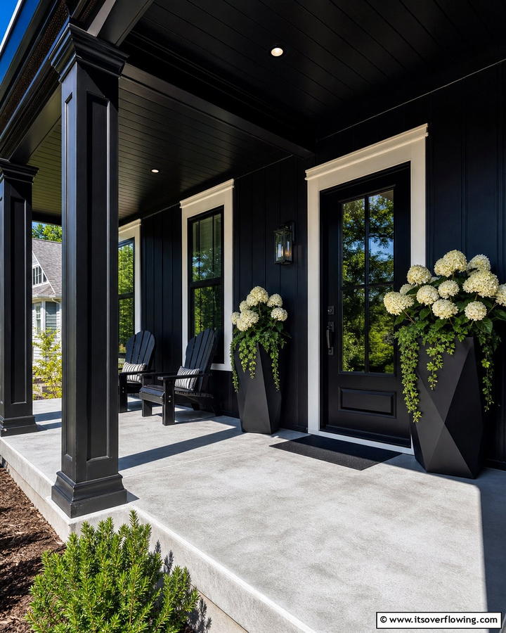 Elegant Black for a Dramatic Touch - 17 Porch Paint Color Ideas for Inviting Outdoor Spaces