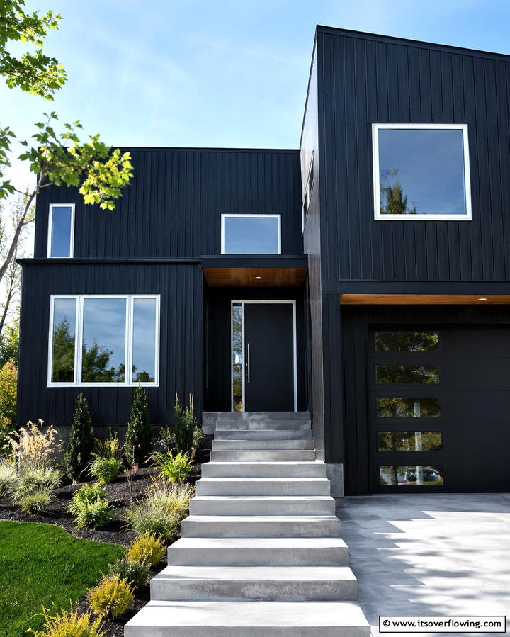 Elegant Black - 25 Trending House Siding Colors for Curb Appeal
