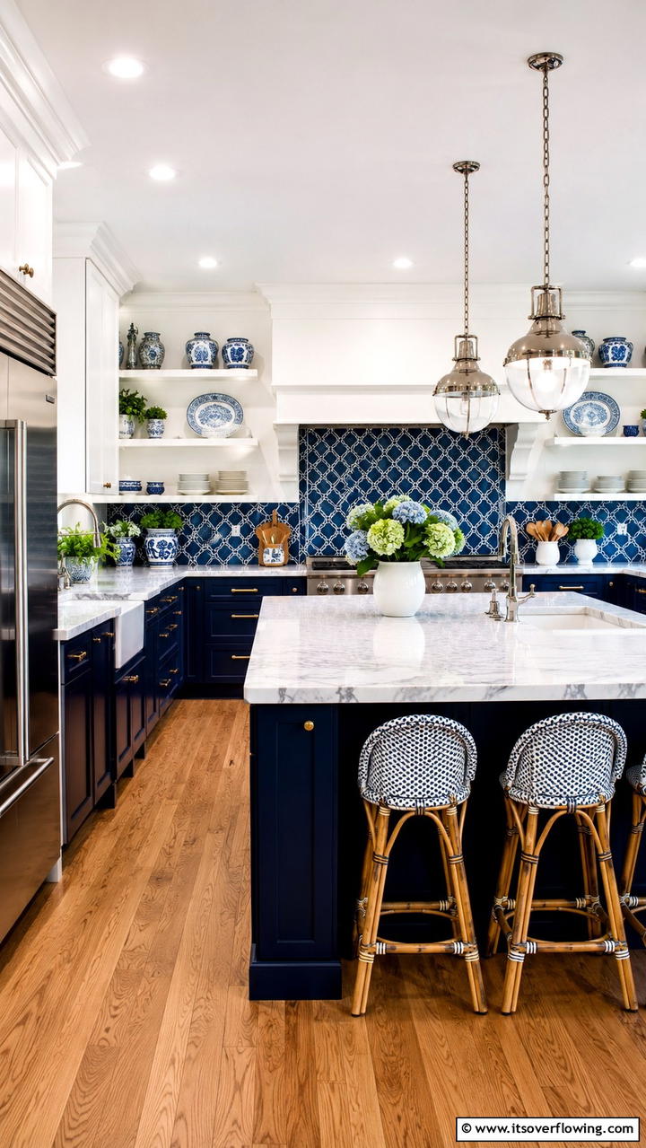 Elegant Blue and White Kitchen - 30 Blue and White Decor Ideas for a Fresh and Serene Home Style