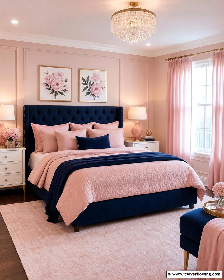 Elegant Blush Pink with Navy Blue - 21 Designer Colors That Perfectly Pair With Navy Blue
