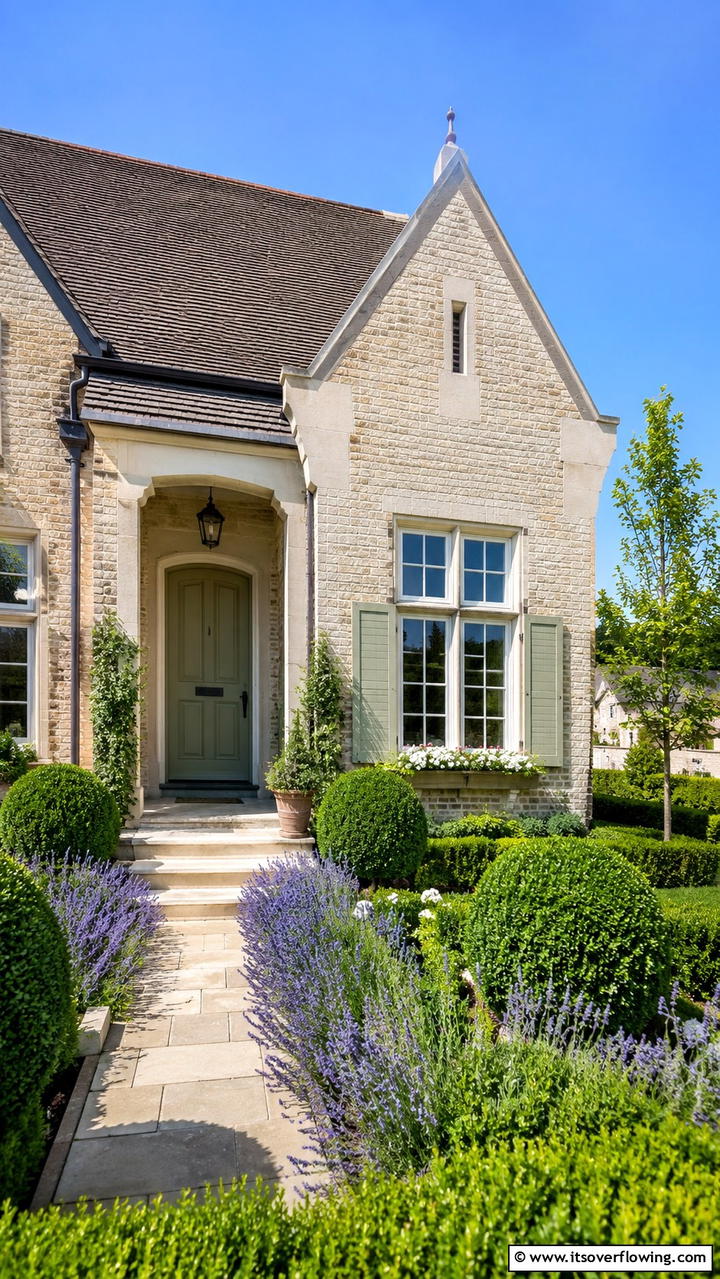Elegant Brick Cottage with Understated Stone Charm - 30 Brick Houses With Stone Accents- Exterior Design Inspiration